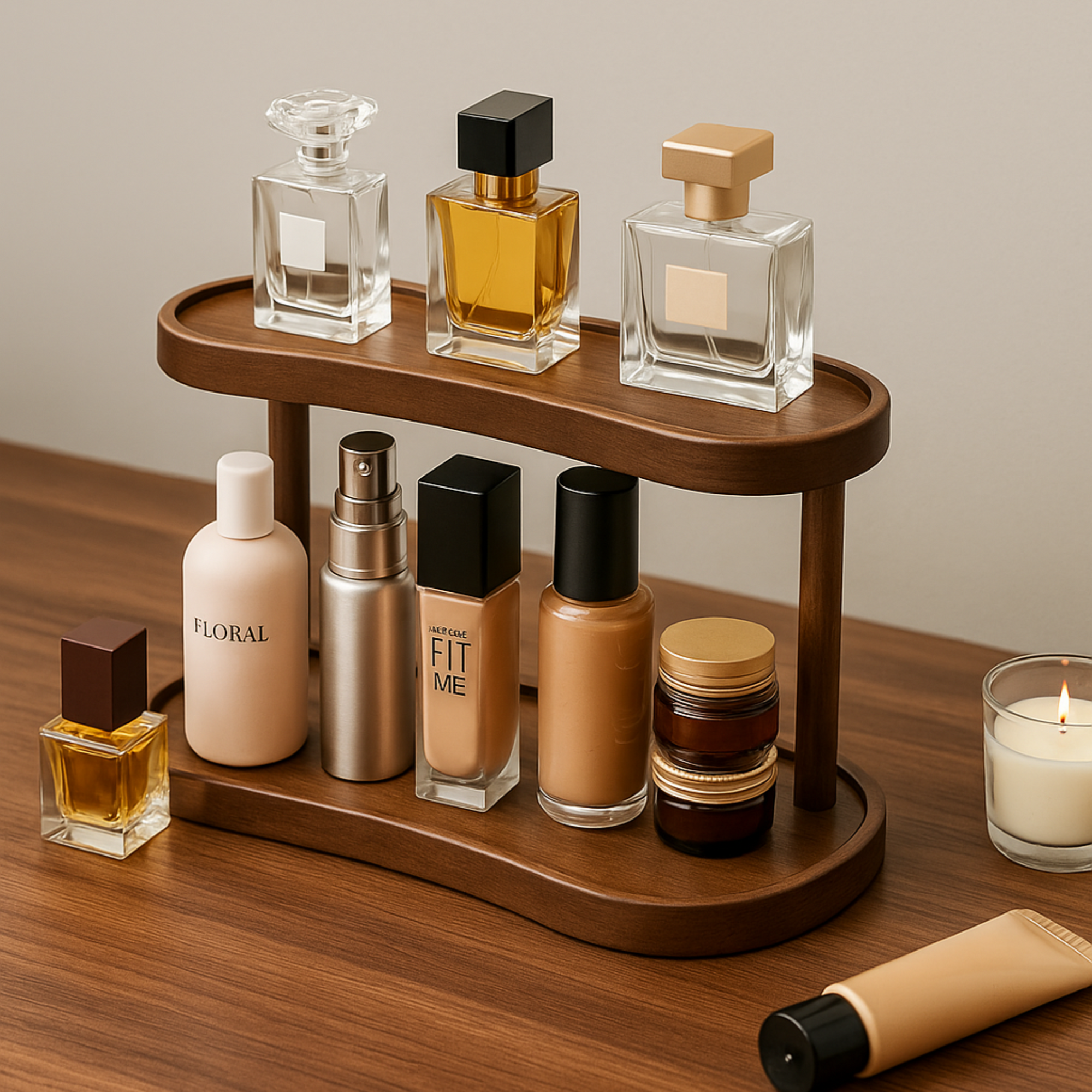 2 Tier Walnut Countertop Organizer