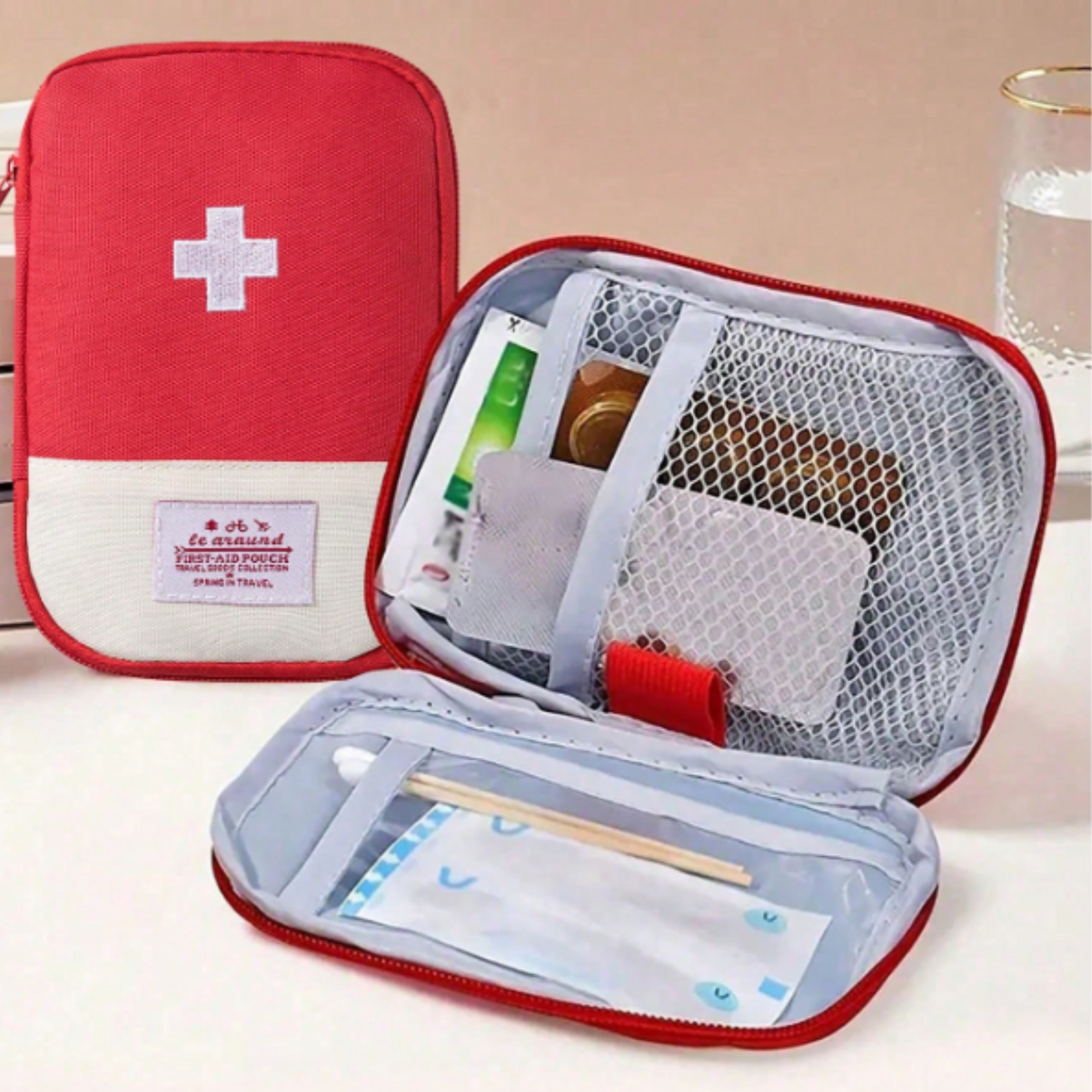 Nylon Waterproof First-Aid Travel Medicine Bag (Red)