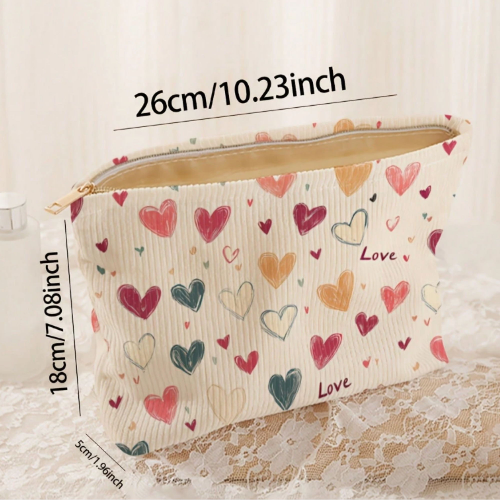 hearts makeup bag