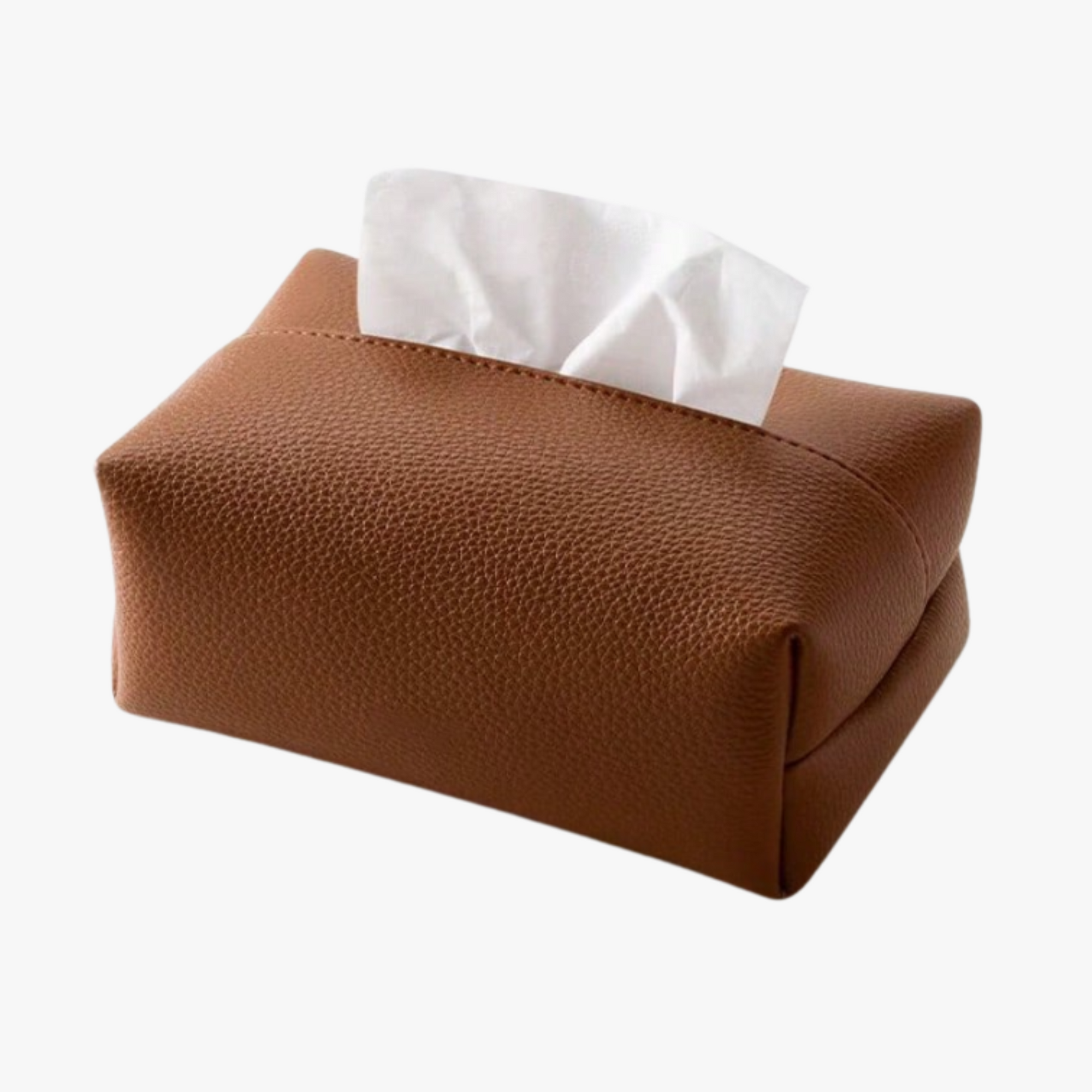 leather tissue box brown