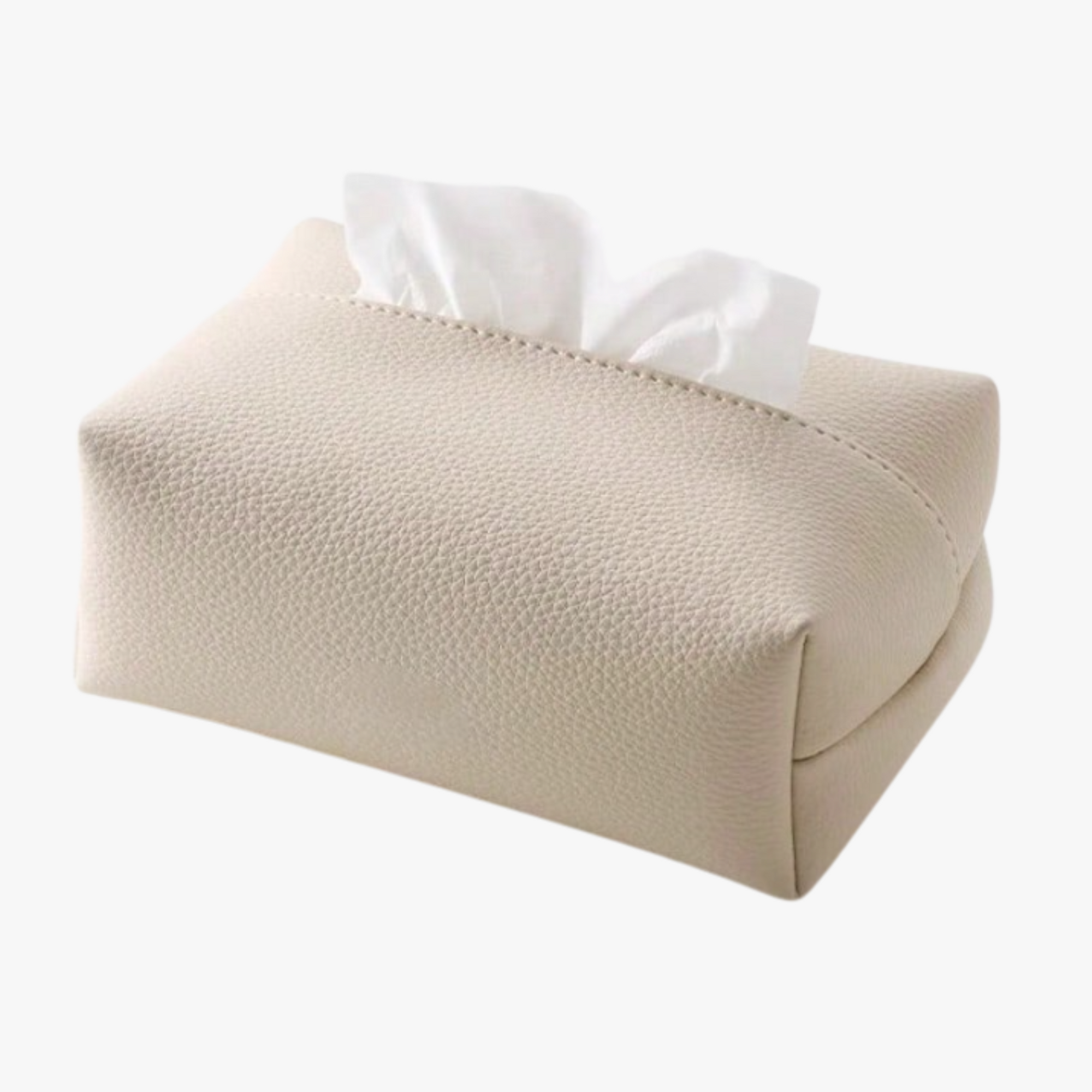 leather tissue box ivory