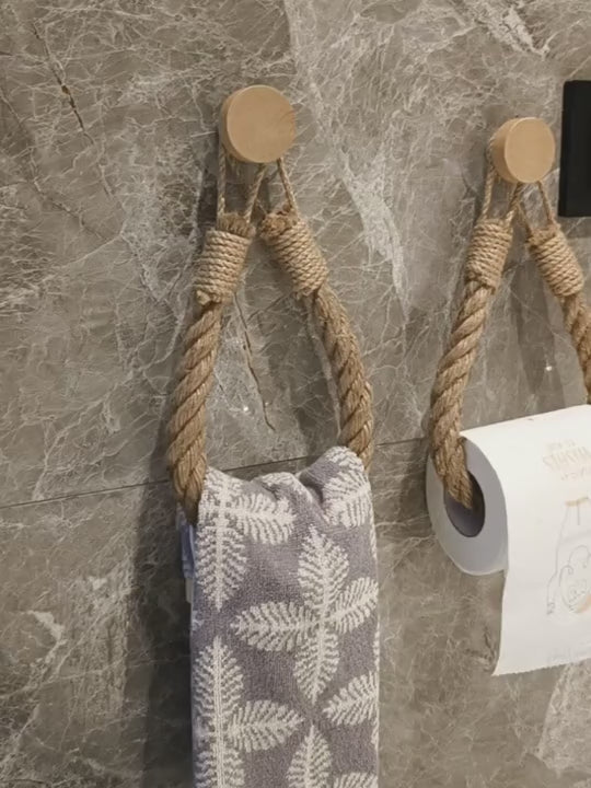 Set of 2 Jute Rope Bathroom Paper Towel Holders