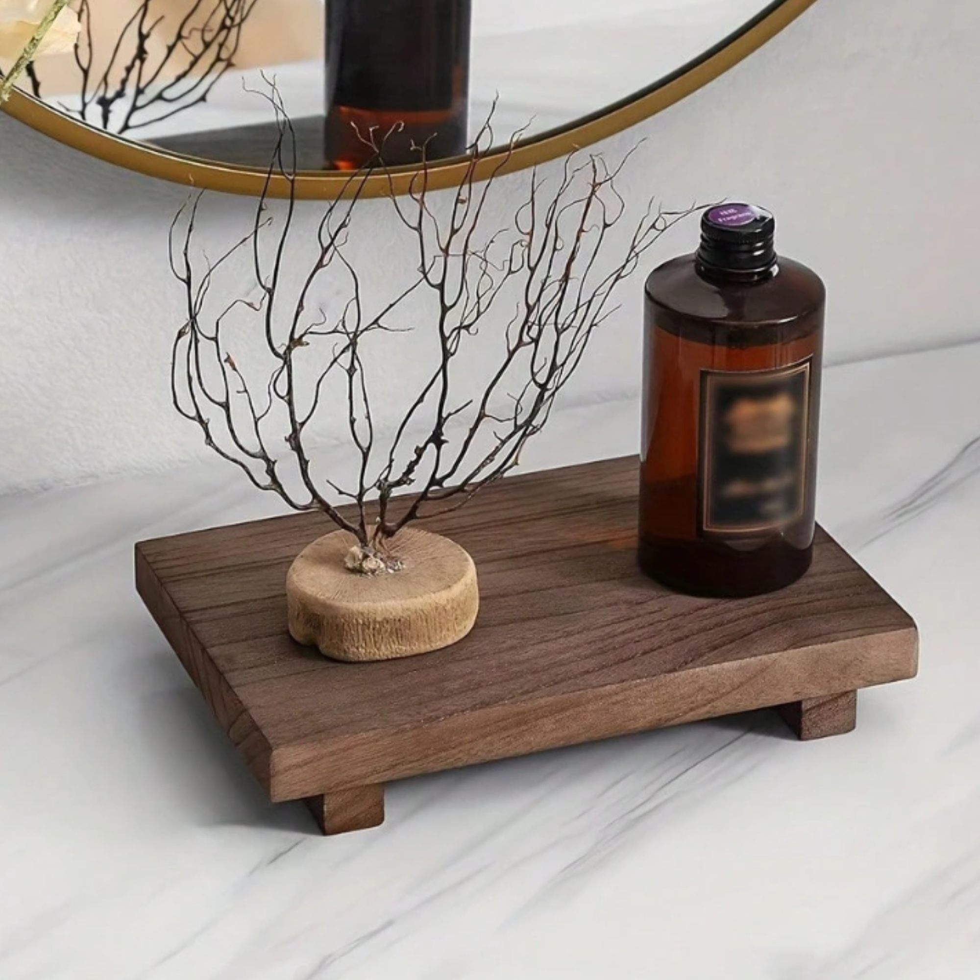 wooden riser tray