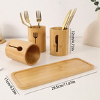 bamboo cutlery holder set