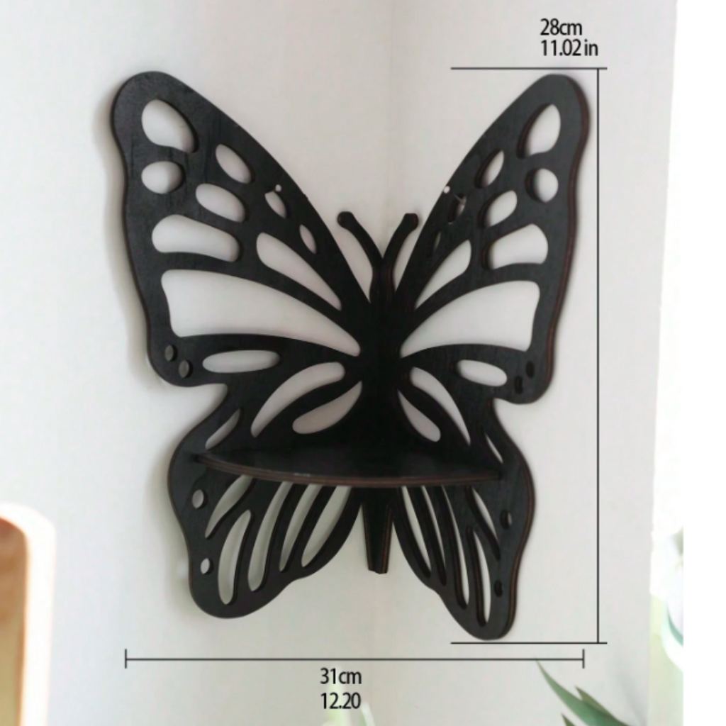 wooden black corner shelf