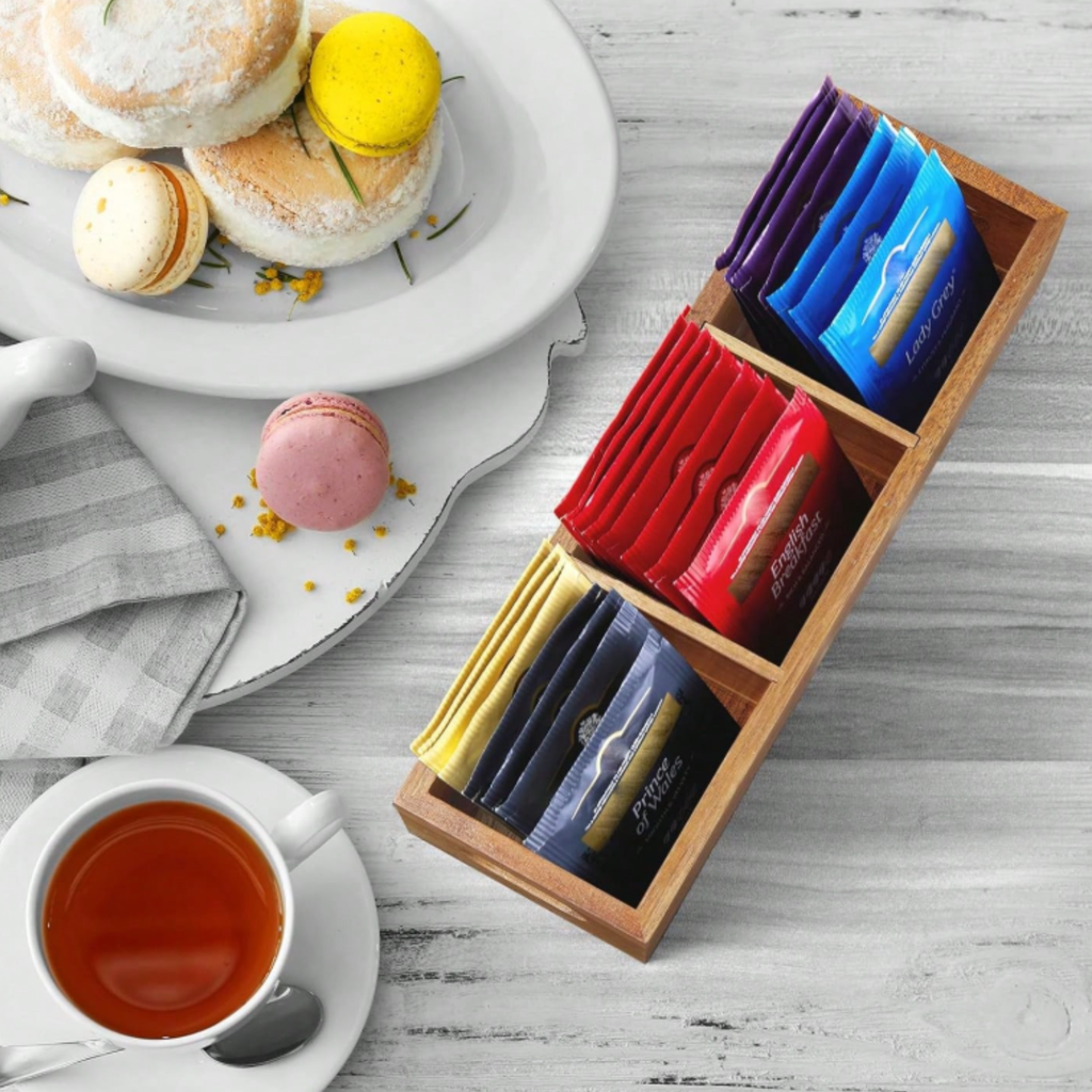 wooden teabag organizer
