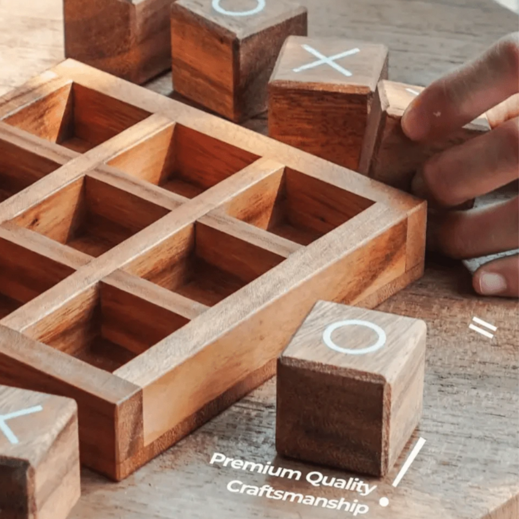 wooden tic tac toe game